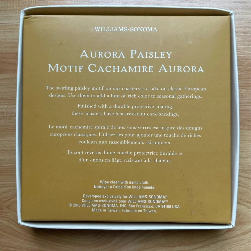 Williams Sonoma Aurora Paisley Coasters set of 4